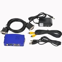 VideoSecu TV Video RCA to PC VGA Converter Adapter Switch Box with Free Power Supply AV2VGA A15