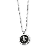 Chisel Titanium with Black Enamel Fleur de Lis Necklace