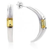 Sterling Silver Citrine Half hoop Earrings