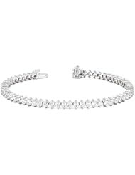 Platinum Beautiful Diamond Tennis Bracelet featuring 51 Round Brilliant Cut Diamonds set into a Double Prong High Polished Setting. 7 1/2 CTW
