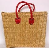 Moroccan Straw Summer Beach / Shopper / Tote Bag 17x12.5x9
