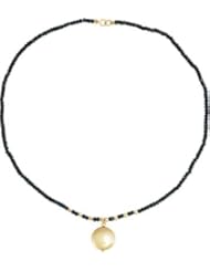 Jewelplus Freshwater Cultured Coin Pearl & Gemstone Necklace 14K Yellow Necklace