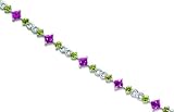 Unique Styling 8.50 carats total weight Princess & Round Cut Amethyst & Peridot Bracelet in Sterling Silver