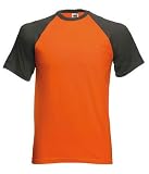 Fruit of the Loom short sleeve baseball t-shirt Graphite and orange XXL (47 - 49 inch chest)