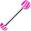 Wavy White Pink Half Ball Barbell Tongue Ring