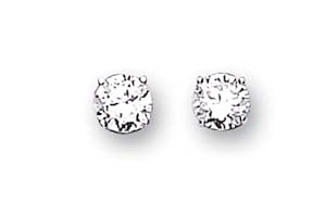 Sterling Silver Cubic Zirconia Stud Earrings 6 mm Round
