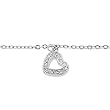 Tressa Sterling Silver Colorless Cubic Zirconia Heart Rolo Chain Anklet