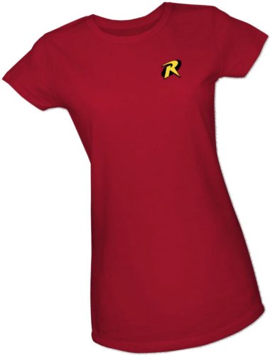  Robin Logo -- Batman & Robin Crop Sleeve Fitted Juniors T-Shirt