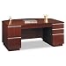 Milano Collection Bow Front Double Pedestal Desk, Harvest Cherry