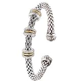 14K and Silver Diamond Cuff D.23ctw