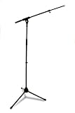 Technote Microphone Boom Stand with Tripod Base and Clip Microphone Holder - Black