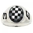 Mens Sterling Silver Ring Black Onyx & Mother of Pearl #3 Ring Size = 10