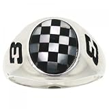 #3 Sterling Silver Black Onyx Mother of Pearl Mens Ring