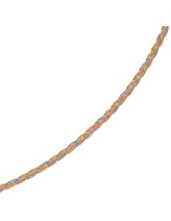 14K 17" Yellow White And Rose Gold Polish Diamond Cut Multi- Strand Braided Mirror Spring Necklace With Pear Shape Clasp