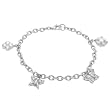 Sterling Silver Rhodium Plated Butterfly Charm Bracelet