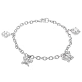 Sterling Silver Rhodium Plated Butterfly Charm Bracelet