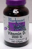 Vitamin D3 2000 IU 100 Softgels Bluebonnet
