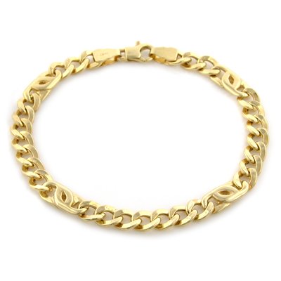 14K Yellow Gold Curb & Bird's Eye Link Bracelet 8