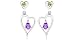 Multicut Peridot Amethyst Dangling Heart Earrings Sterling Silver