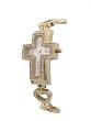 Geneva Platinum CZ Accented Roman Numeral Gold Cross Watch��