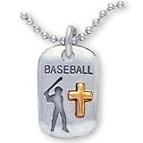 Pewter Baseball Tag and 27-Inch Chain