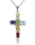 Sterling Silver and Multi-Gemstone Cross