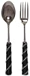 Decorative Salad Server Set with Metal Studded Horn Handles