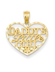 Genuine IceCarats Designer Jewelry Gift 14K D/C Daddys Little Girl Heart Pendant