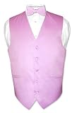 Covona Men's Solid LAVENDER Dress Vest BOWTIE Set for Suit or Tuxedo