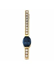 18K Yellow Gold Oval Cut Sapphire and Diamond Pendant -- LIFETIME WARRANTY