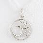 Round Om (Aum) Pendant in Sterling Silver on a 16" box chain, #8456