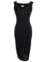 Knee Length Sleeveless Slit Beaded  Dress