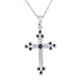14K White Gold Diamond and Sapphire Vintage Cross Pendant