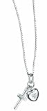 D for diamond 14 Heart And Plain Cross Pendant