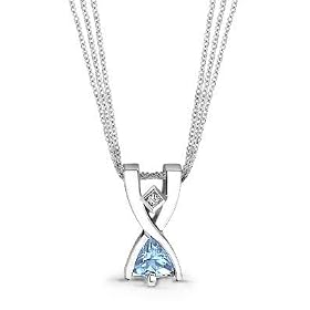18k White Gold or Yellow Gold Cross-Stitch Aquamarine and Diamond Pendant by MontRED