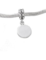 Sterling Silver Flat Engravable Small Circle Dangle Bead Charm