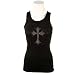 Rhinestone Cross Womens Tank Top, Multi Color Rhinestones Women's Cross Boy Beater, Large, Black Rhinestone Cross Womens Tank Top, Multi Color Rhinestones Women's Cross Boy Beater, Large, Black