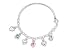 Childrens Sterling Silver Semi Bangle with Crystal Heart Charms