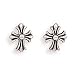 Small Oxidized Sterling Silver Cross Post Stud Earrings