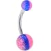 Pink Blue Striped HIGHBALL GLOW in the DARK Belly Ring