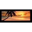 Seychelles Island (Sunset) White Wood-Mounted Art Poster Print - 12" X 36"