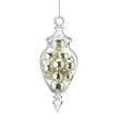 Pack of 6 Silver Beads Inside Glass Finial Christmas Ornament