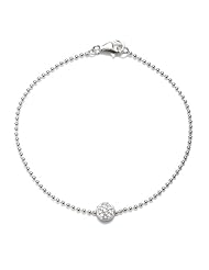 Sterling Silver White Cubic-zirconia Mini Bracelet in 7.25" length. Choose from Rhodium Plate, Yellow Gold plate or Rose Gold Plate