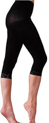 Black Knee Length Leggings with Fine Lace Trim by Foot Traffic [Apparel]
