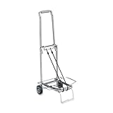 Sparco Compact Luggage Cart, Easy-Grip Handle, Flip-Out Support Platform, 150 lb. Capacity, Chrome