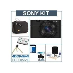 Sony Cyber-Shot DSC-RX100 Digital Camera, Black - with 16GB SDHC Memory Card, Camera Case, Spare Sony NP-BX1 Battery, Mini Tripod, Mack 3 Year Warranty, Professional Lens Cleaning Kit - Includes 7 Items