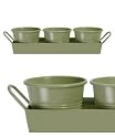 E193 Apple Green Herb Pots in Metal Tray