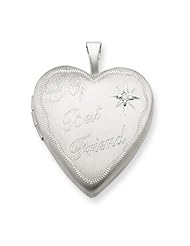 Genuine .925 Sterling Silver 20mm Best Friend with Diamond Heart Locket. 100% Satisfaction Guaranteed.