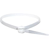 Monoprice Cable Tie 4 inch 18LBS, 100pcs/Pack - White
