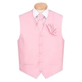 VTH-2A - Pink - Formal Vest, Necktie and Hanky Set